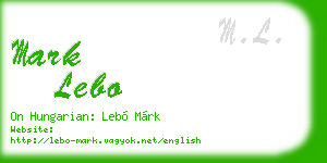 mark lebo business card