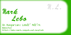 mark lebo business card